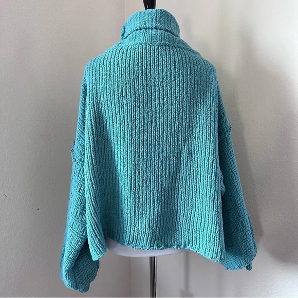 Free People Be Yours Pullover Aqua Emerald Blue Chunky Knit Medium - Picture 7 of 10